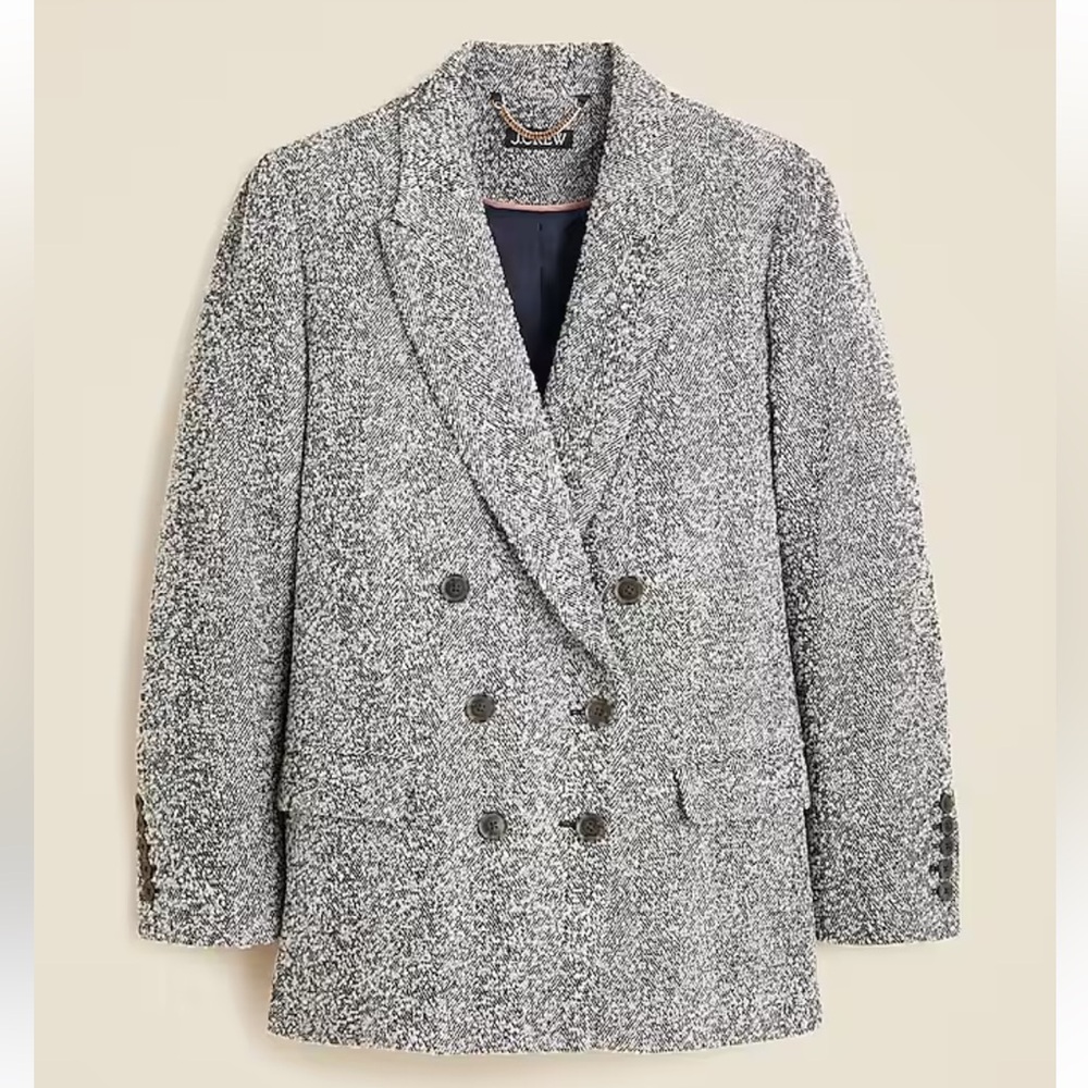 J. Crew Gray Double-Breasted Blazer with Wide Notched Lapels